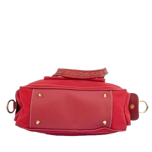 Vintage Y2K Purse MAXX NEW YORK Red Canvas Leather Tote Shoulder Bag Handbag - Picture 5 of 13